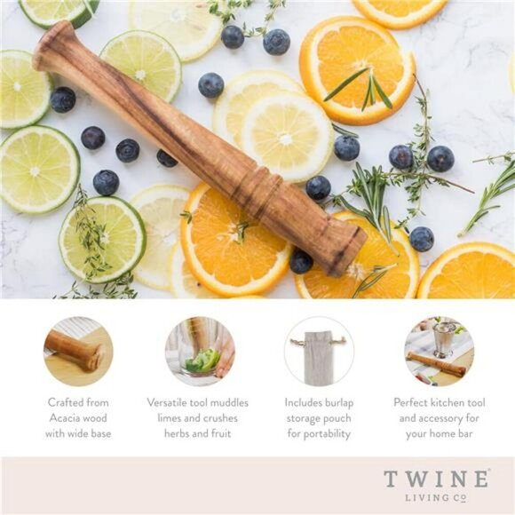 Wood Cocktail Muddler for Mojitos Mint Fruit Bar Tool with Storage Pouch - Picture 4 of 7